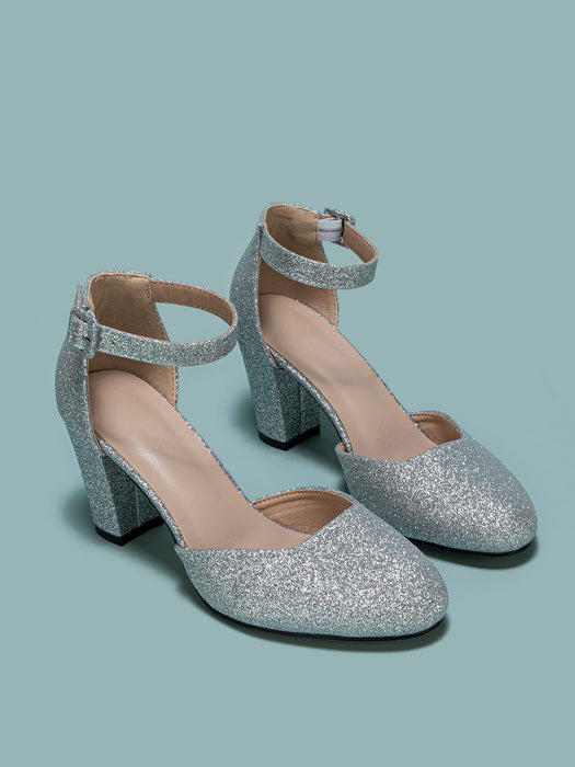 Tacones de mujer con punta redonda y tacón grueso, diseño calado, elegante para mujer