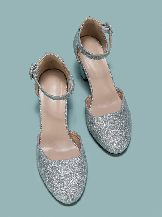 Tacones de mujer con punta redonda y tacón grueso, diseño calado, elegante para mujer