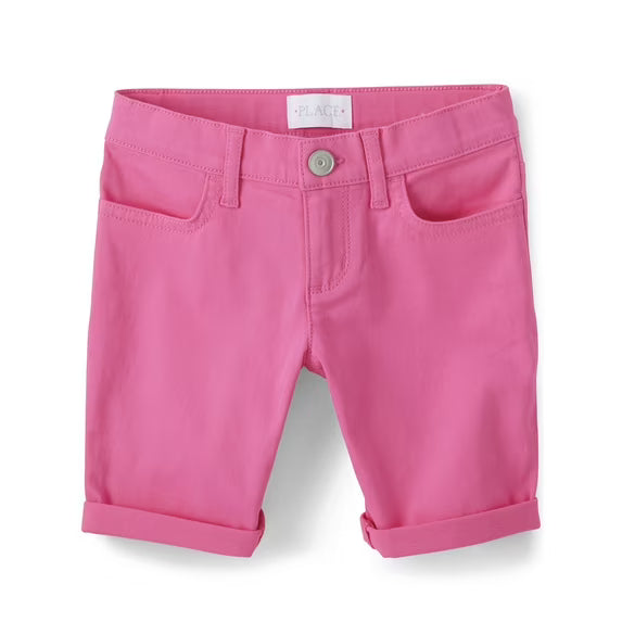The Children's Place Pantalones cortos de sarga con puños enrollados para niñas