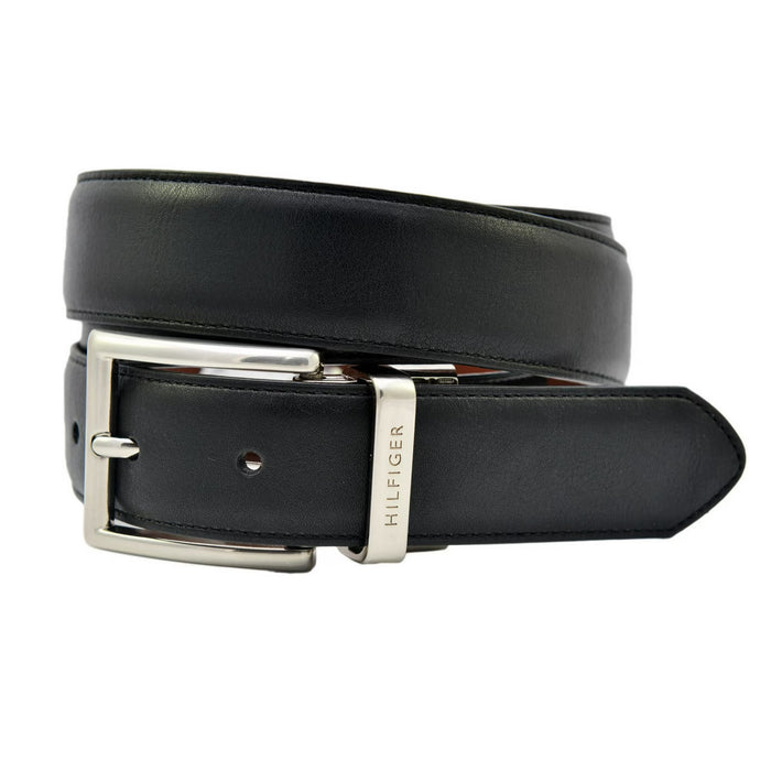 Tommy Hilfiger Cinturón de cuero reversible para hombre, diseño 2 en 1