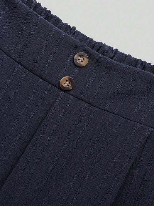 SHEIN Pantalones negros de pierna ancha con detalle de botones y rayas verticales