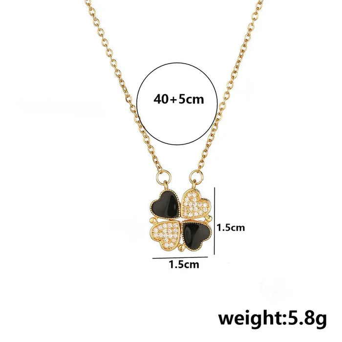 Collar con colgante de corazón y trébol de cuatro hojas , bisutería de imitación