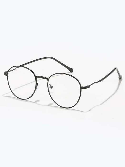 SHEIN Gafas de moda unisex con montura redonda de metal y lentes lisas