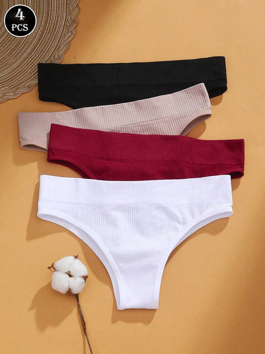 SHEIN Braguitas de talle bajo sin costuras y de color liso para mujer VKME