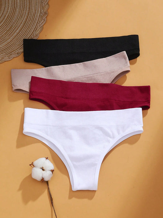 SHEIN Braguitas de talle bajo sin costuras y de color liso para mujer VKME