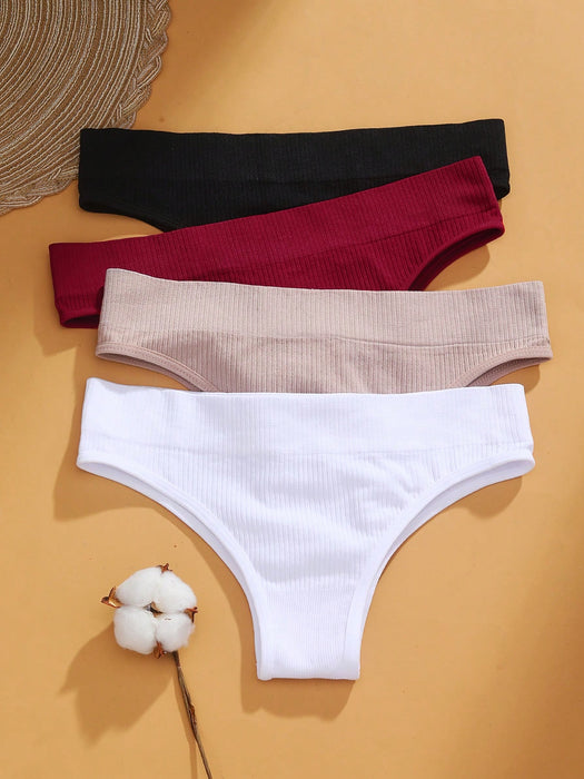 SHEIN Braguitas de talle bajo sin costuras y de color liso para mujer VKME