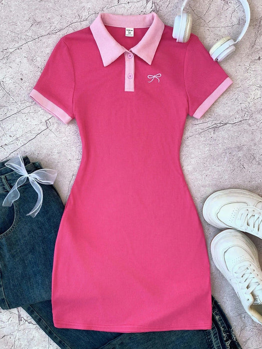SHEIN Vestido ajustado de punto acanalado con botones