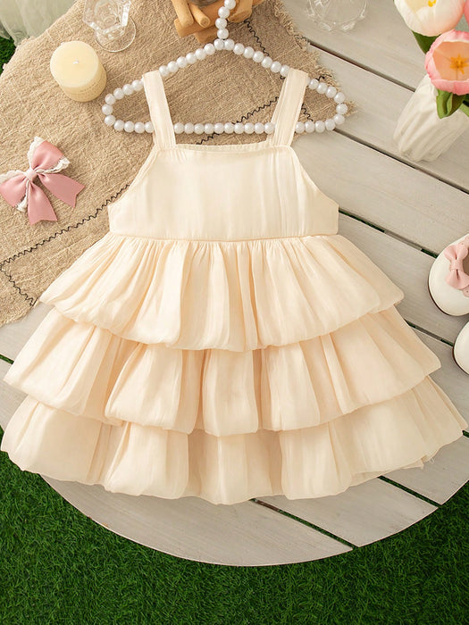 SHEIN Vestido de princesa de verano para niña con bloques de color