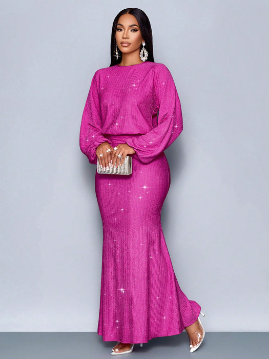 SHEIN Vestido maxi elegante con diseño de cola de sirena y ajuste ceñido para mujer