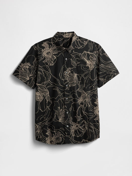 GAP Camisa de manga corta de popelina en blanco y negro