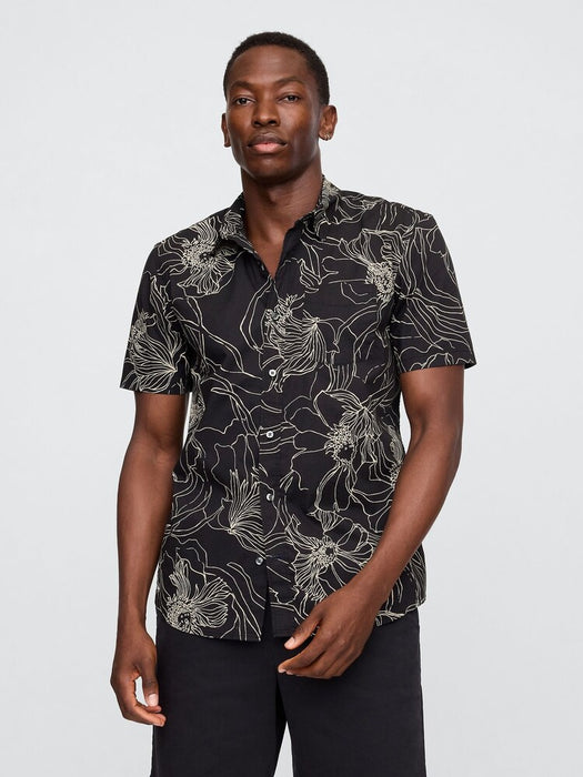 GAP Camisa de manga corta de popelina en blanco y negro