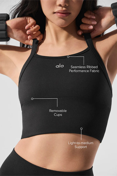 ALO Camiseta de tirantes con sujetador Favorite de canalé sin costuras