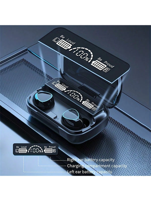 Auriculares inalámbricos, estéreo, pantalla LED, deportivos, con micrófono.