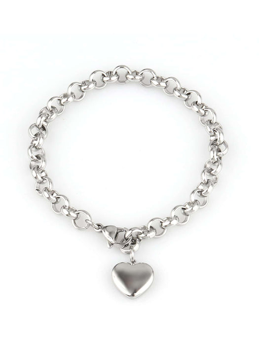 SHEIN Pulsera de acero inoxidable con forma de corazón para mujer
