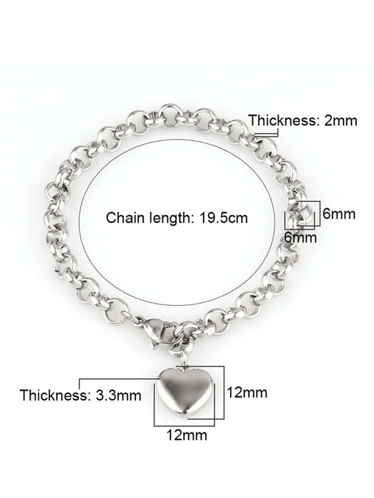 SHEIN Pulsera de acero inoxidable con forma de corazón para mujer