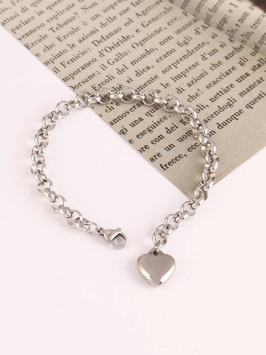 SHEIN Pulsera de acero inoxidable con forma de corazón para mujer