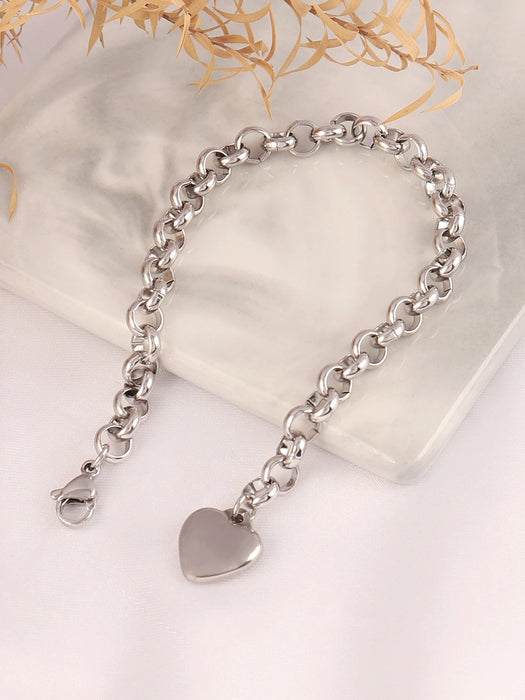 SHEIN Pulsera de acero inoxidable con forma de corazón para mujer