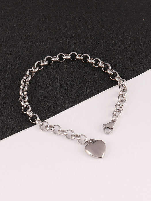 SHEIN Pulsera de acero inoxidable con forma de corazón para mujer