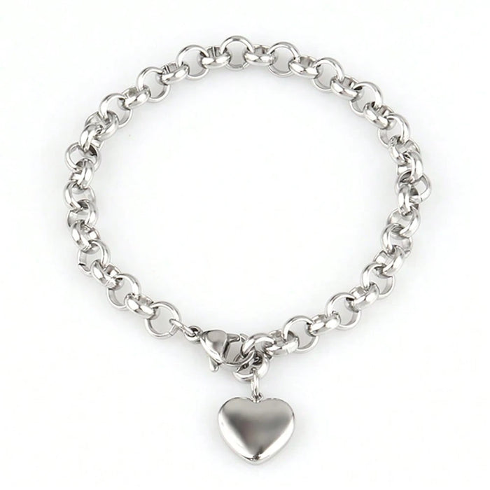 SHEIN Pulsera de acero inoxidable con forma de corazón para mujer