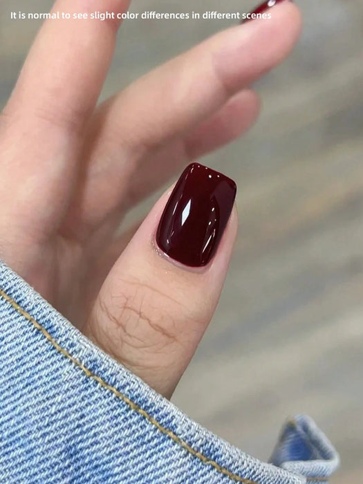 SHEIN esmalte de uñas en gel rojo vino XEIJAYI, 1 botella de 15 ml