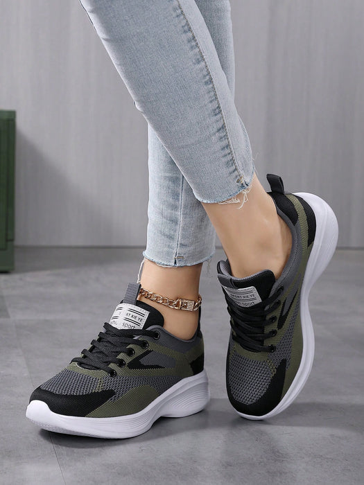 Zapatillas deportivas informales de correr para mujer, transpirables, con cordones