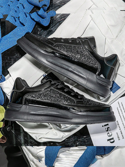 SHEIN Zapatillas deportivas de cordones negras con diamantes