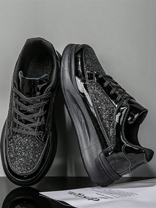 SHEIN Zapatillas deportivas de cordones negras con diamantes