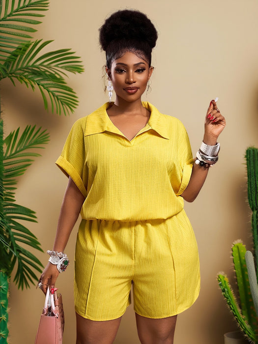 SHEIN Conjuntos de verano amarillos de talla grande para mujer de Zivah