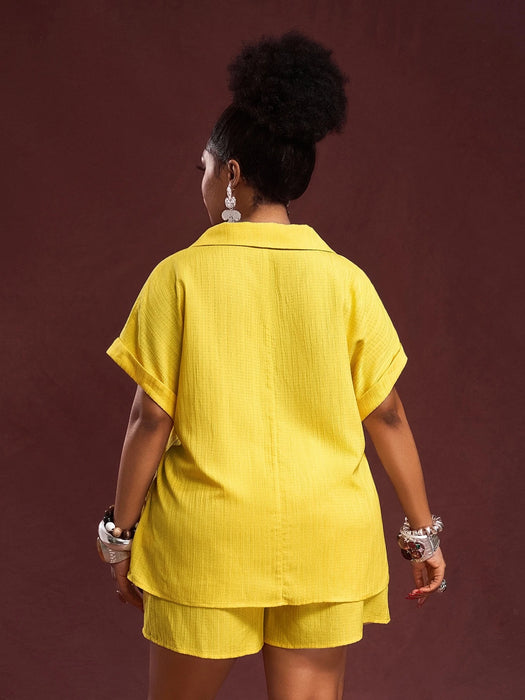 SHEIN Conjuntos de verano amarillos de talla grande para mujer de Zivah