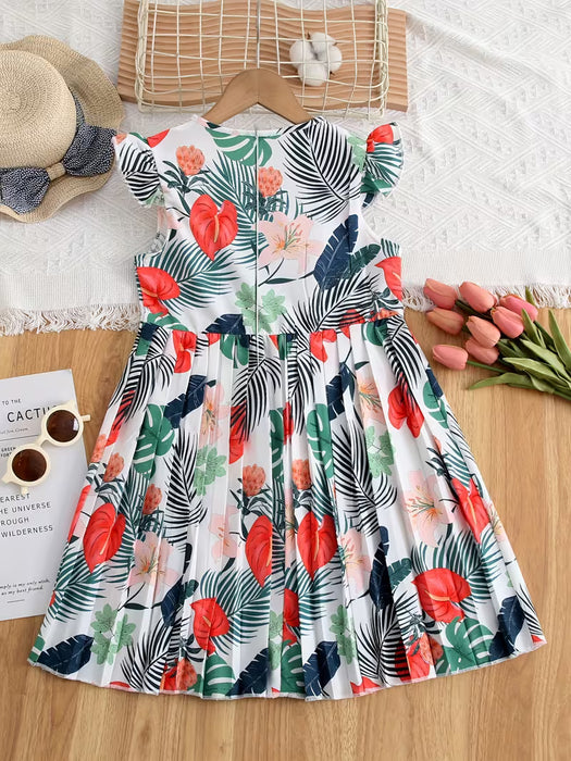 Vestido casual para niñas con dobladillo con volantes sin mangas