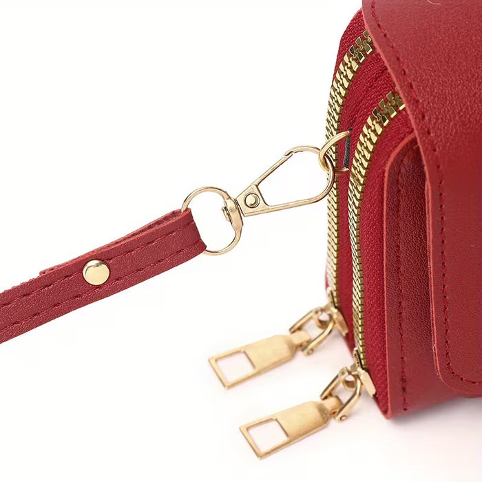 Bolso bandolera de doble capa para mujer, multifuncional de un solo hombro