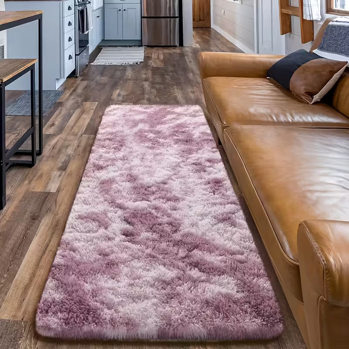 Alfombra de felpa morada Tie-Dye, lujosa alfombra de felpa larga