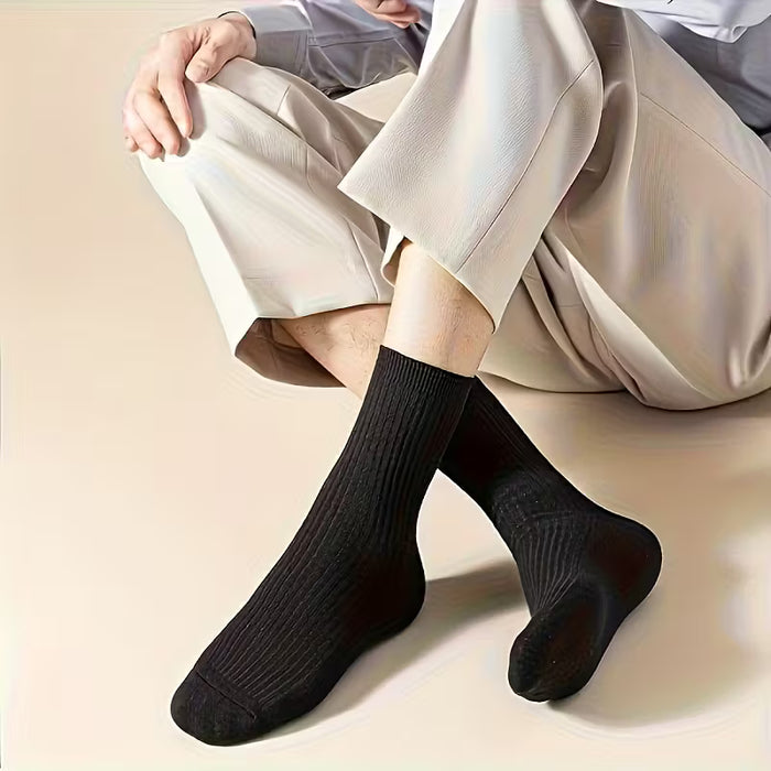 6 Pares de Calcetines de Tripulación de Color Liso para Hombres