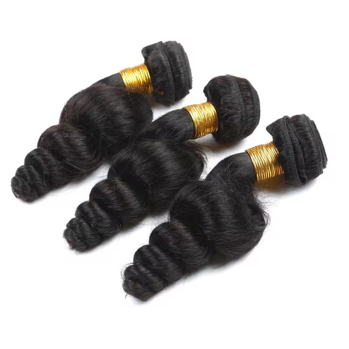 Tres Paquetes de Cabello sintético Ondulado Suelto, Extensiones de Cabello Negro