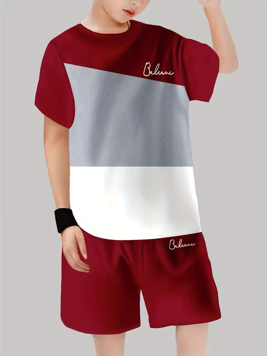 Conjunto de moda para niños: camiseta y pantalón corto con estampado 3D