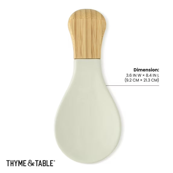 Reposacucharas de cerámica moderno de Thyme & Table con mango de bambú