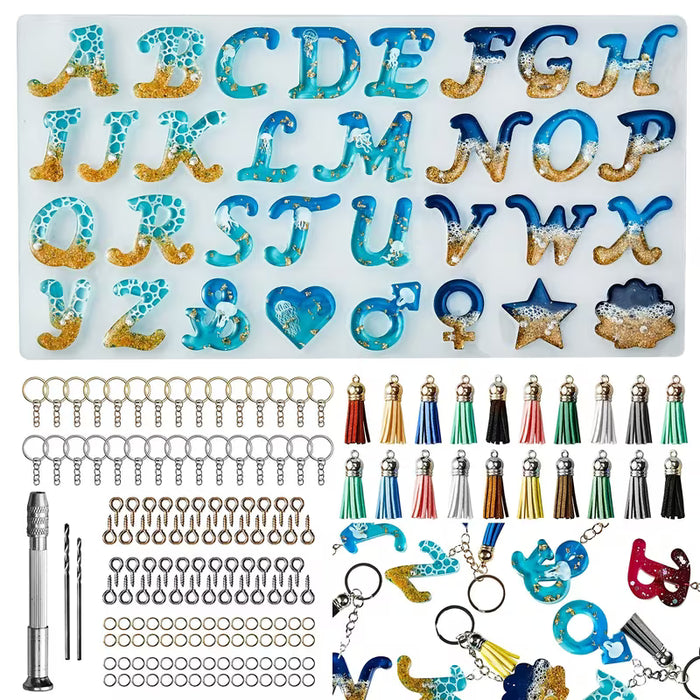 Kit de Moldes de Resina de Alfabeto Obverso de 60 piezas, Moldes de Silicona