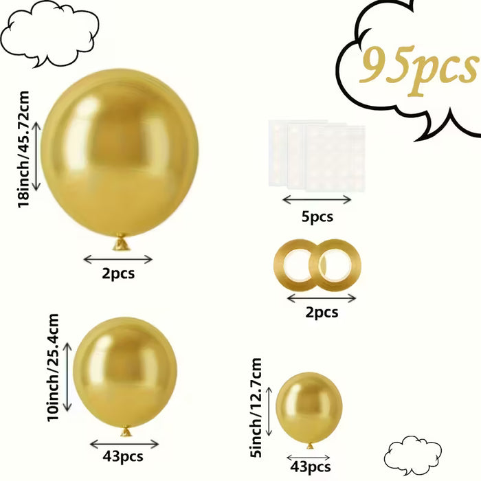 Juego de globos de látex dorado de 40 piezas, acabado metálico, decoraciones de fiesta