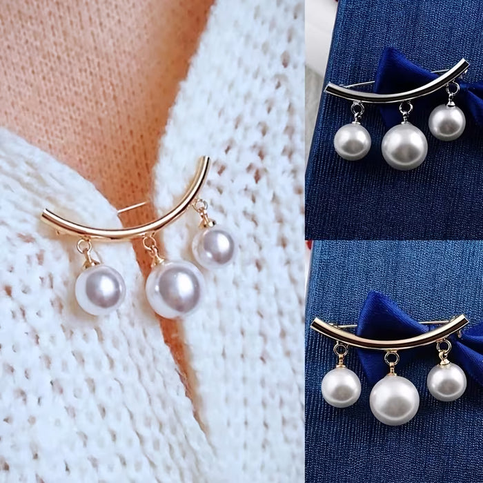 1pc Broche de Moda con Perla Fija para Cuello, Pinza de Seguridad