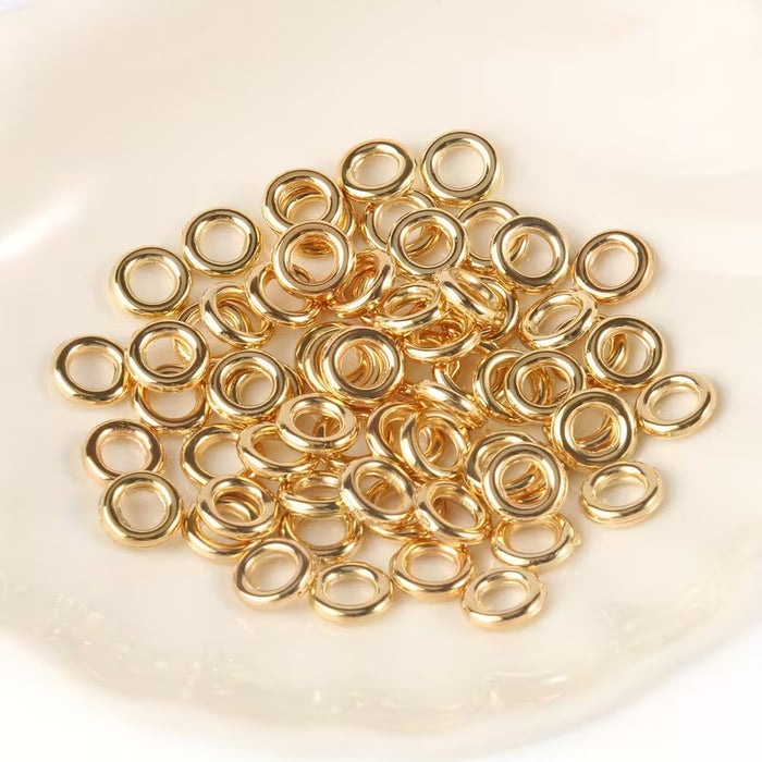 50pcs Cuentas Espaciadoras CCB, Hebillas de Conexión Redondas 8*2mm