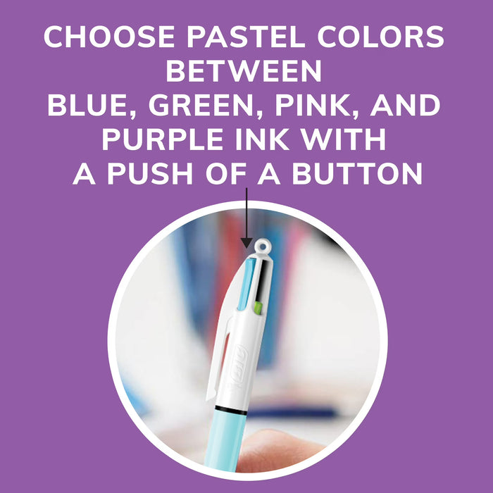 Bolígrafos BIC de moda de 4 colores, punta mediana (1,0 mm), paquete de 2 unidades