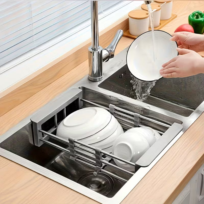 Organizador de acero inoxidable para fregadero ajustable