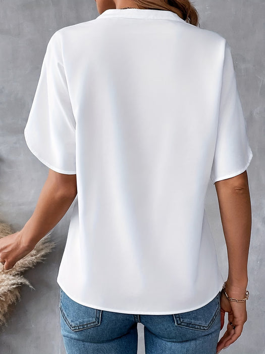 Camisa Elegante de Manga Corta para Mujer en Color Sólido