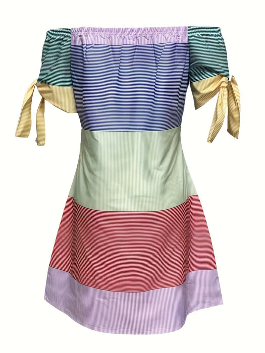 Vestido de Hombros Descubiertos con Estampado Floral para Mujer