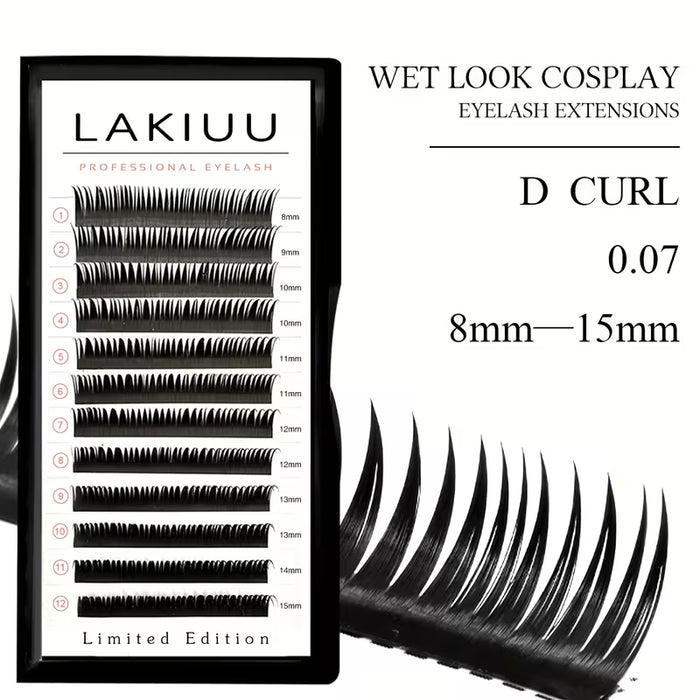 1 Estuche de Extensiones LAKIUU Efecto Húmedo - Abanicos Prehechos, Curvatura D 8-15mm