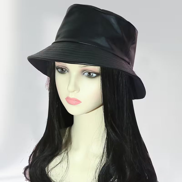 Sombrero de pescador reversible de piel sintética para mujer - Protección solar