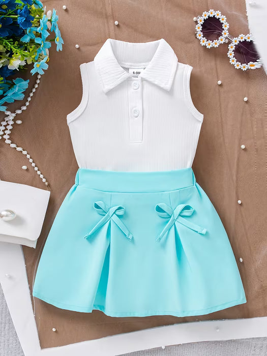 Conjunto de verano sin mangas con cuello para bebés niñas