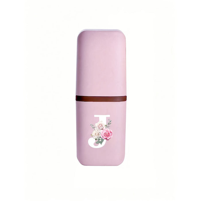 Estuche Portátil para Cepillo de Dientes de Viaje con Iniciales de letras y Diseño Floral