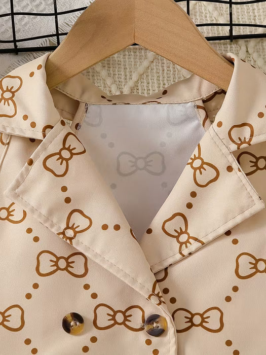 Chaleco sin Mangas con Estampado de Lazo y Falda Plisada para Niñas