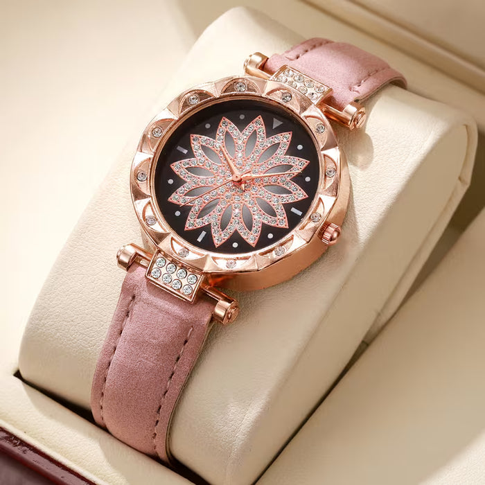 Correa de reloj de cuarzo para mujer con decoración de diamantes de imitación